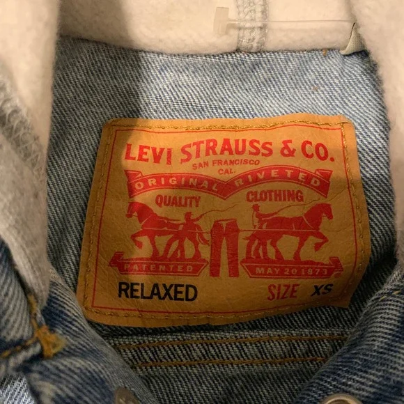 Levi's Strauss Mens Hybrid Hoodie Tucker Jacket Medium Wash Blue Denim - Picture 6 of 15